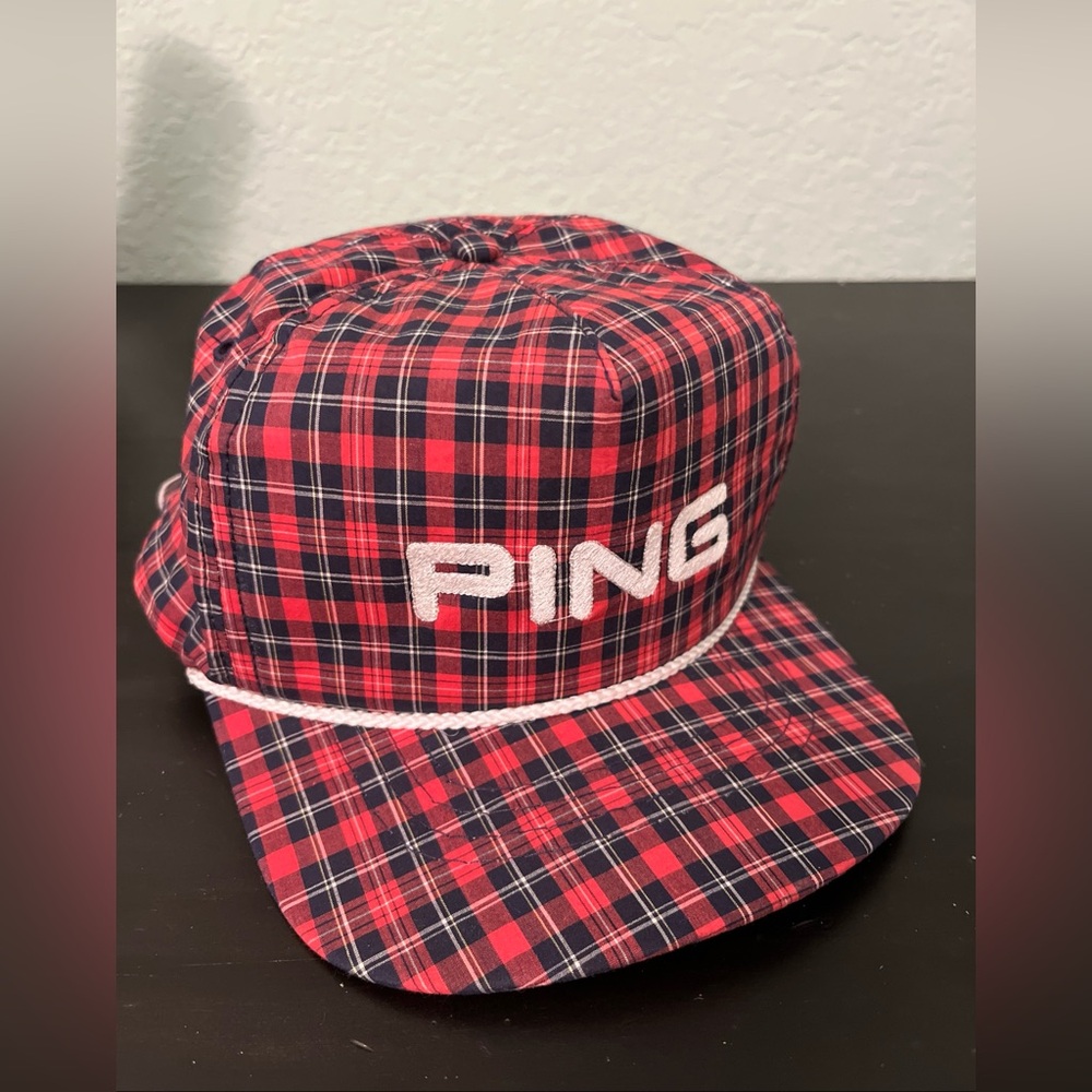 PING Checkered Red and Blue Cap vintage made in USA - Picture 2 of 6